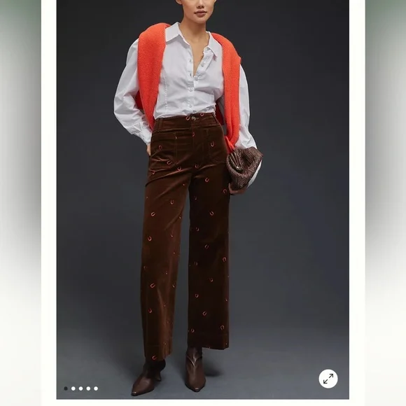 Maeve The Colette Corduroy Wide-Leg Crop Pants - Picture 1 of 5